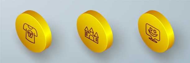 设置等距线衬衫与头骨城堡和图片下载