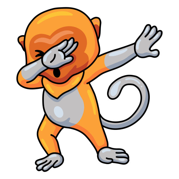 可爱的小长鼻猴卡通舞蹈图片下载