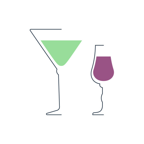 马提尼和酒杯的极简线性图片下载