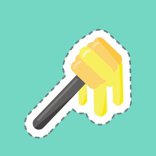 贴纸线切蜂蜜勺。适合蜜蜂农场使用。简单的设计可编辑。设计模板向量。简单的说明图片下载