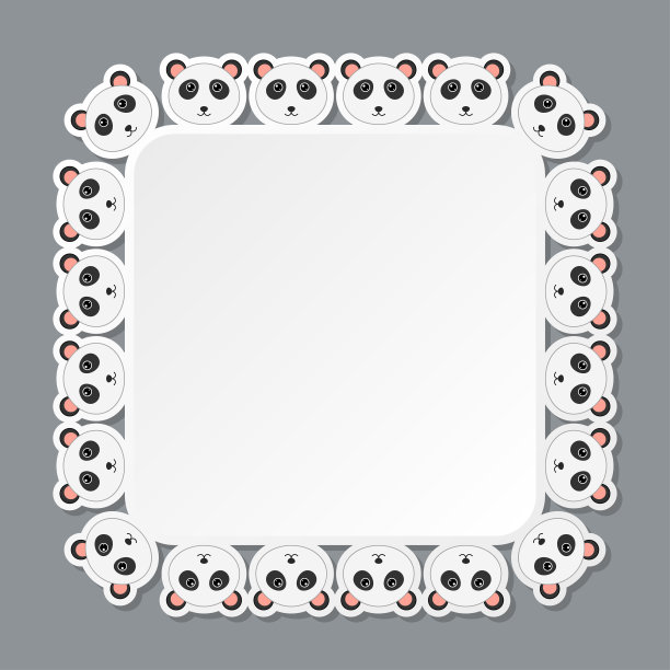 熊猫与方框横幅，海报，和贺卡图片下载