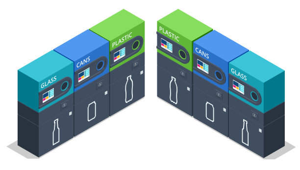 等距回收机孤立在白色。把瓶子放进自动贩卖机。反向自动售货机回收机。分发现金的回收机器。图片下载