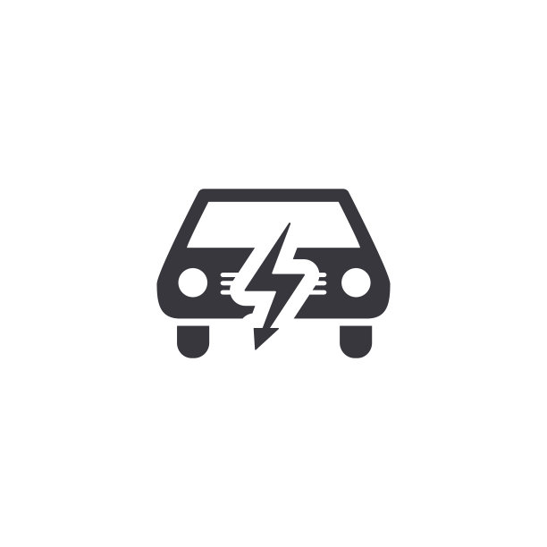 电动汽车前视图轮廓简单的黑色图片下载