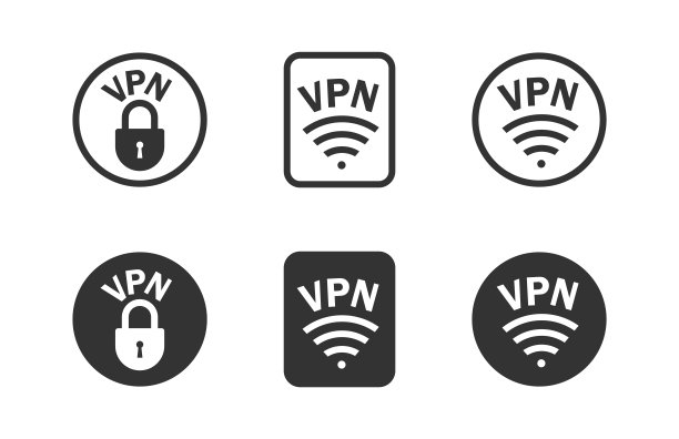 VPN锁定图标集。安全VPN符号。矢量图。图片下载