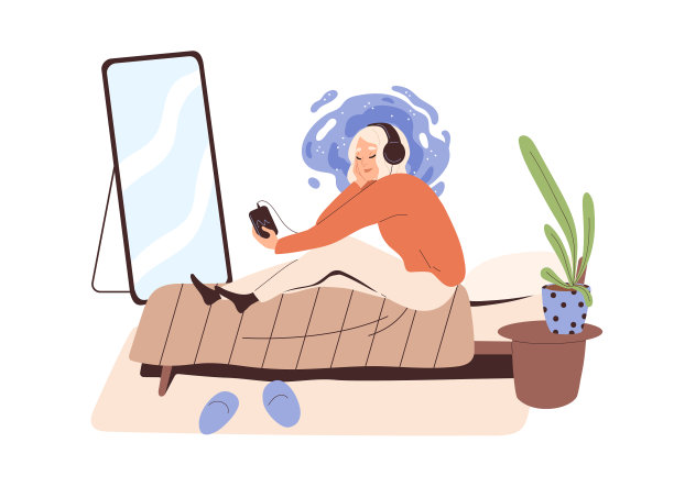 放松的人戴着耳机听音乐图片下载