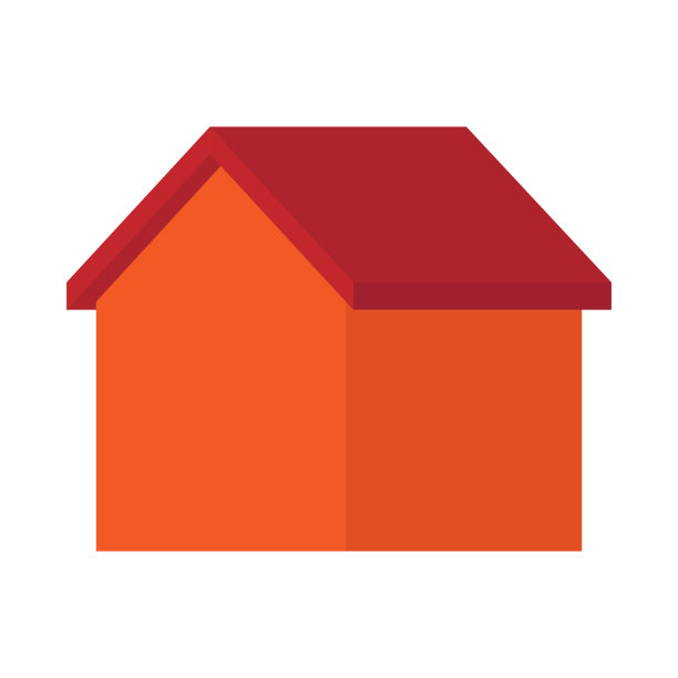 橙色的房子图标与红色的屋顶。矢量插图在平面风格图片下载