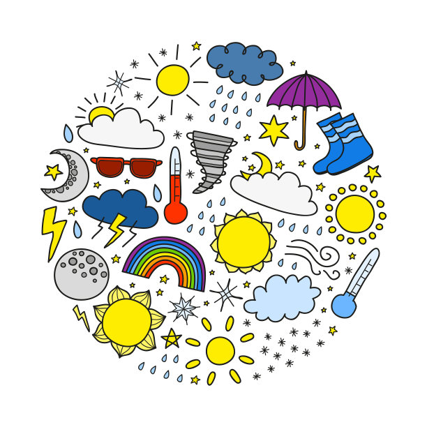 在圆圈里涂鸦天气图标图片下载