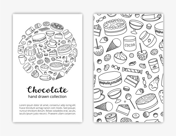 卡片模板与巧克力甜点图片下载