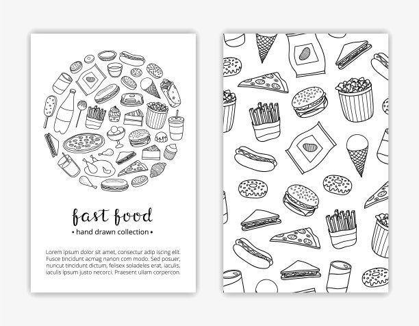 卡片模板与快餐项目图片下载