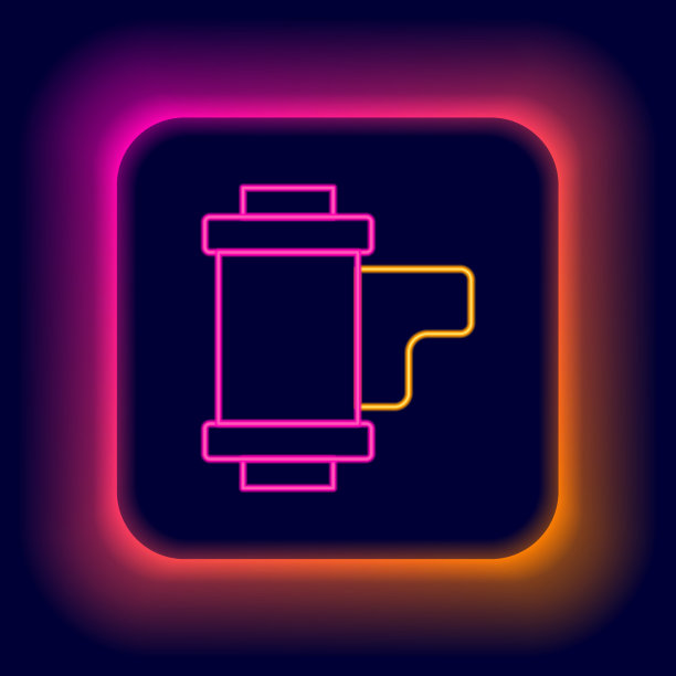 发光霓虹灯线相机复古胶卷卷图片下载