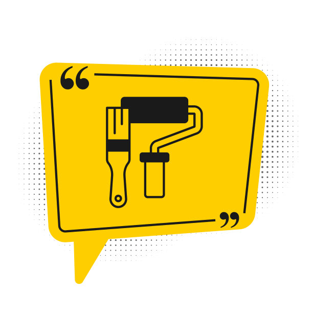 黑色油漆辊刷图标孤立在白色上图片下载