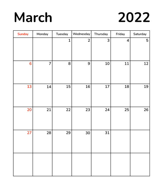 规划师每月页2022年3月日历图片下载