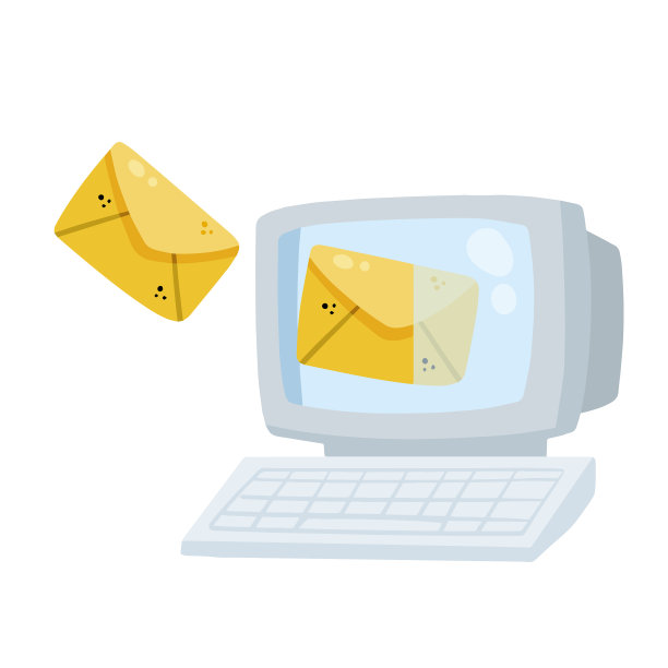 复古电脑收发电子邮件图片下载