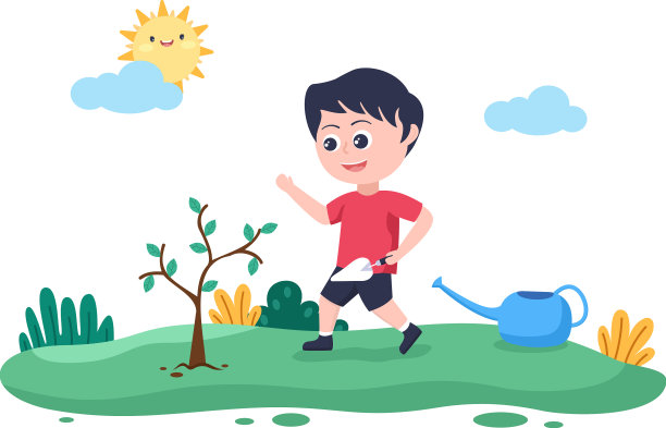 人们种植树木平卡通园艺图片下载