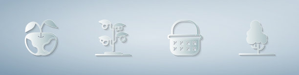 设置苹果芽柳条篮和果树图片下载