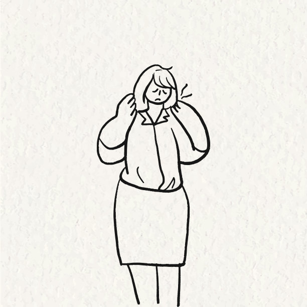 办公室综合症涂鸦脖子疼痛手画图片下载