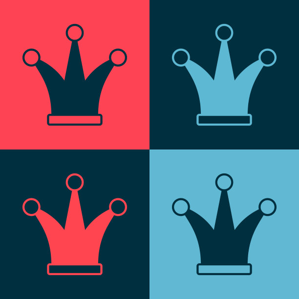 波普艺术小丑扑克牌图标孤立的颜色图片下载