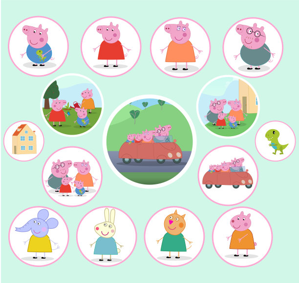 佩奇和朋友们的贴纸图片下载