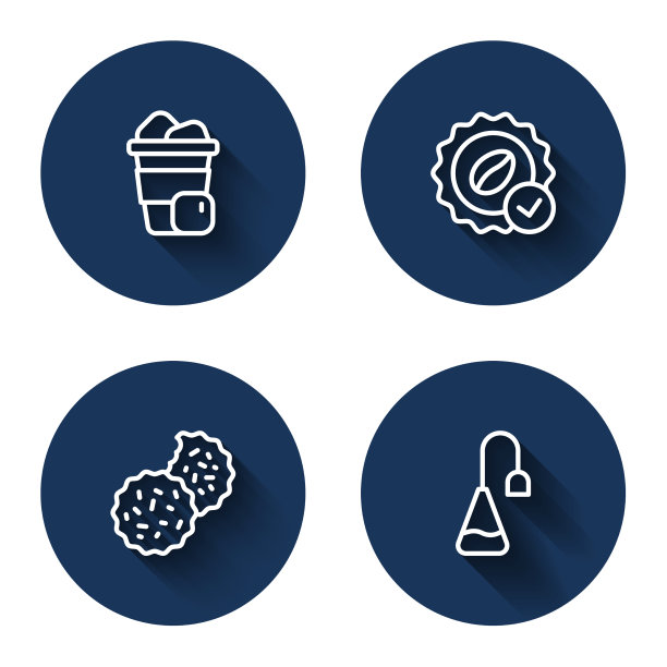 设定线冰咖啡饼干饼干奖章图片下载