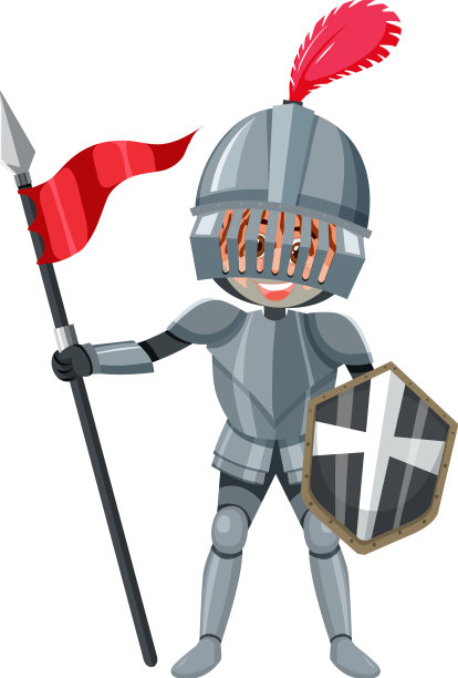 白色背景上的骑士卡通人物图片下载