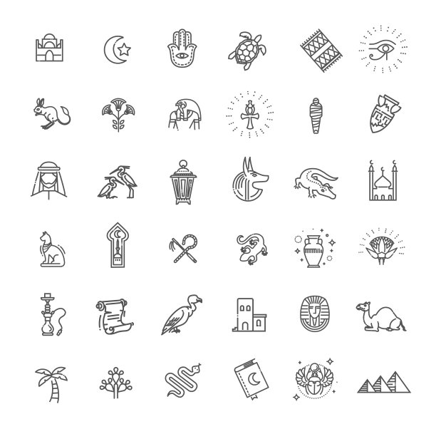 埃及图标沙漠植物群和动物群图片下载