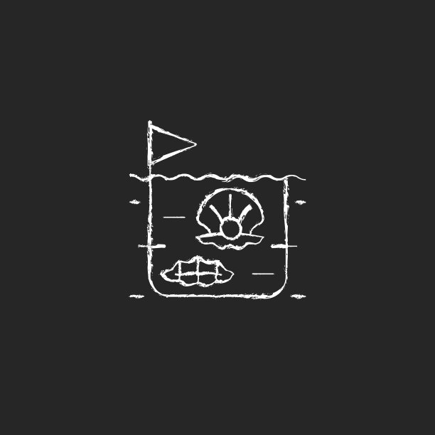 珍珠养殖粉笔白色图标在黑暗的背景图片下载