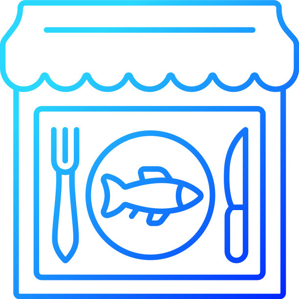 海鲜餐厅梯度线性图标图片下载