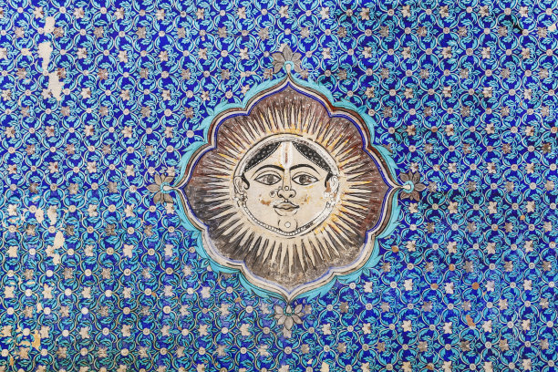 天花板上的月亮装饰。邦迪宫，拉贾斯坦邦，印度，亚洲图片下载