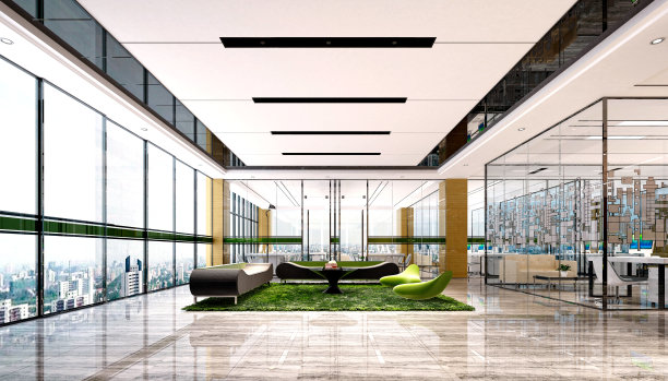 现代工作办公室的3d渲染图片下载