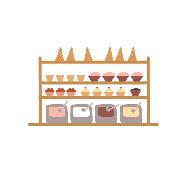 平面卡通货架上有糖果，糖果和图片下载