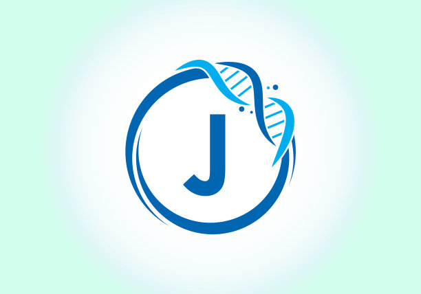 字母j在一个带有DNA的圆圈中图片下载