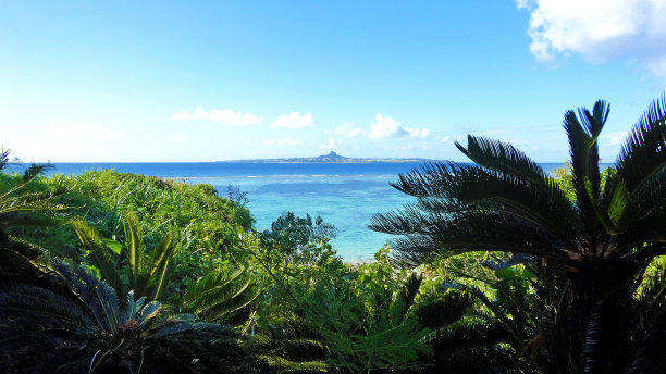 翡翠海滩从远处看冲绳岛图片下载