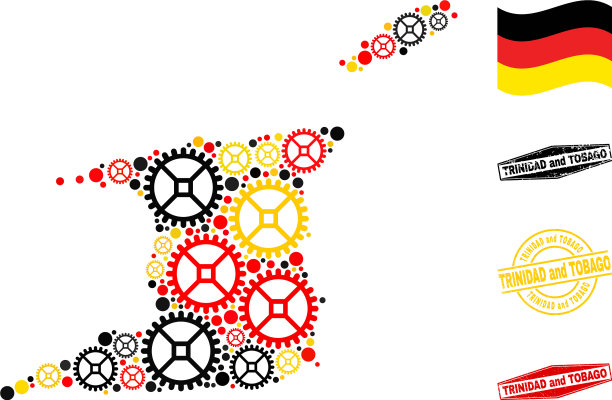 齿轮组成特立尼达和多巴哥地图在德国图片下载