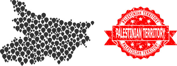 有纹理的巴勒斯坦领土印章和标记图片下载