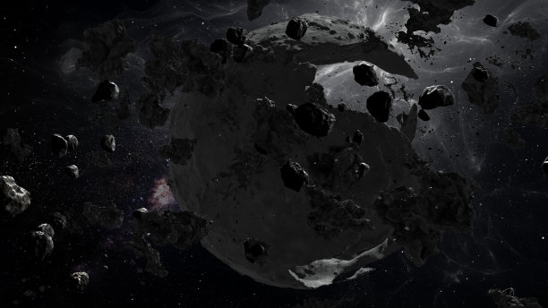 环绕死亡空心行星的深空小行星图片下载