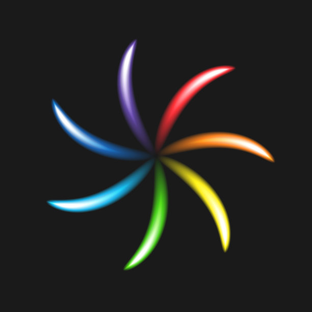 霓虹鲜艳的花在黑色背景光谱图片下载