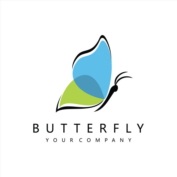 标志设计以优雅的蝴蝶线条图片下载