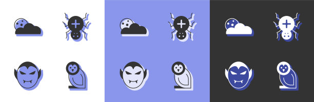 猫头鹰，鸟，月亮和星星吸血鬼和蜘蛛图片下载