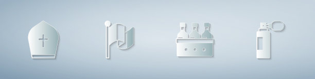 设教皇帽、意大利国旗和酒瓶图片下载