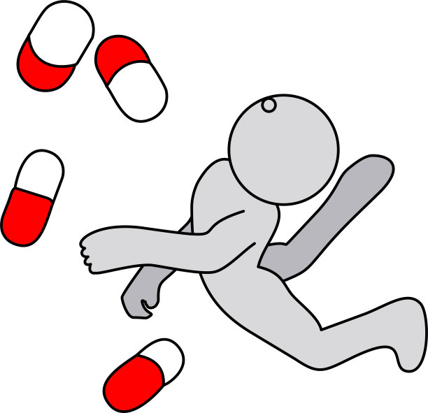 分散药胶囊。跌倒并挣扎的人药物成瘾和癫痫发作。图片下载