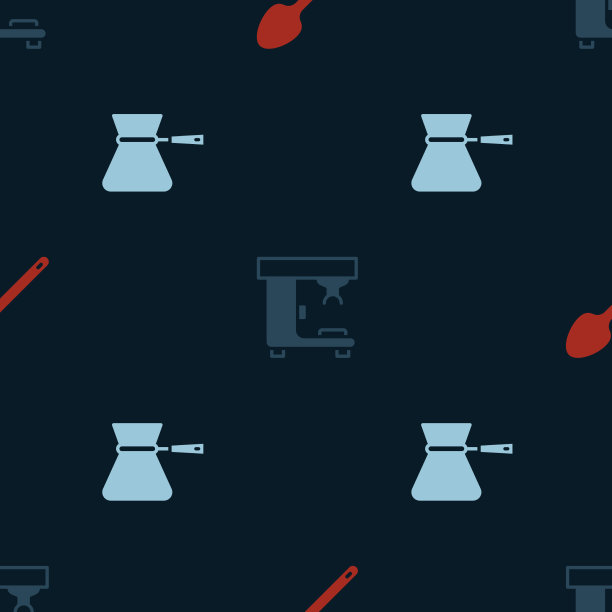 设置茶匙咖啡机和Turk无缝连接图片下载