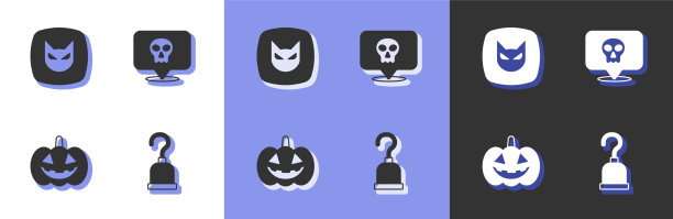 设置海盗钩黑猫南瓜和骷髅图标图片下载