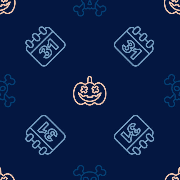 在万圣节31日的十字骨上设置线条骷髅图片下载