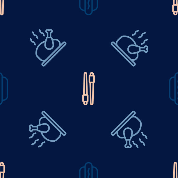 设置线热狗，烤火鸡或鸡肉和图片下载