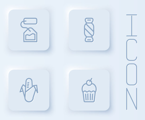 设置线茶包糖玉米和松饼白图片下载