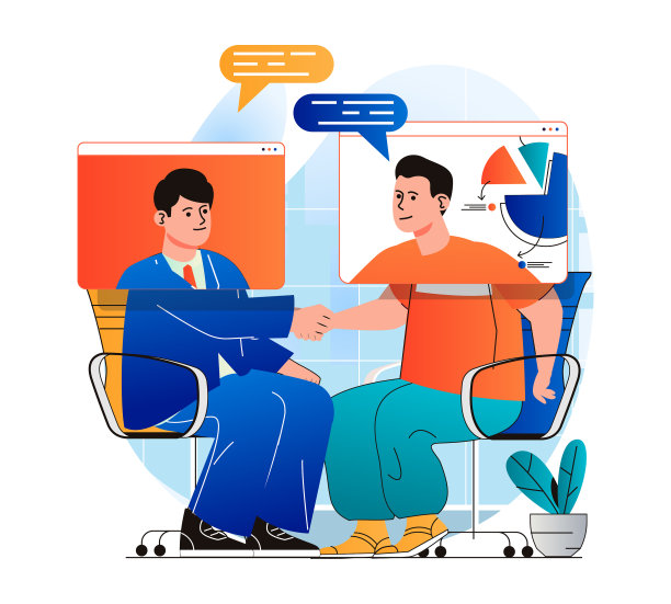 现代平面设计中的视频会议概念图片下载