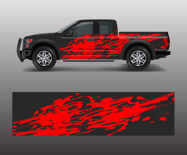 现代设计的卡车图形乙烯基包装图片下载