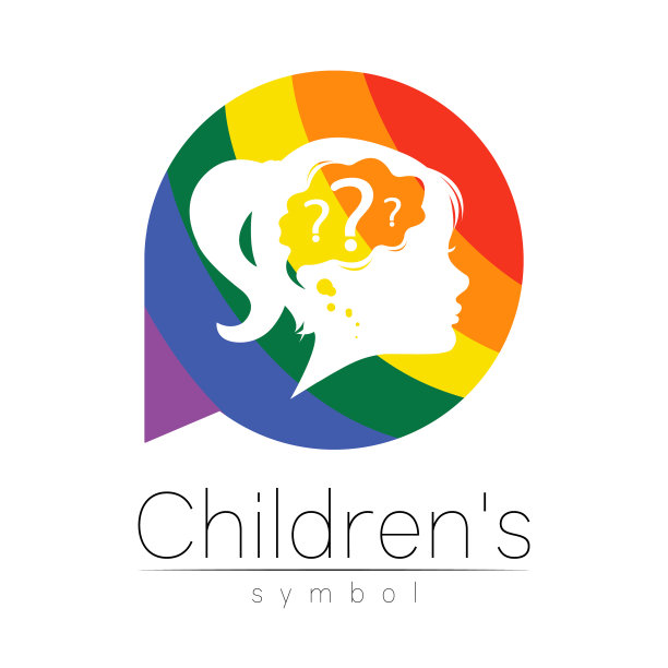 现代的标志小子女孩的头里面有问题图片下载