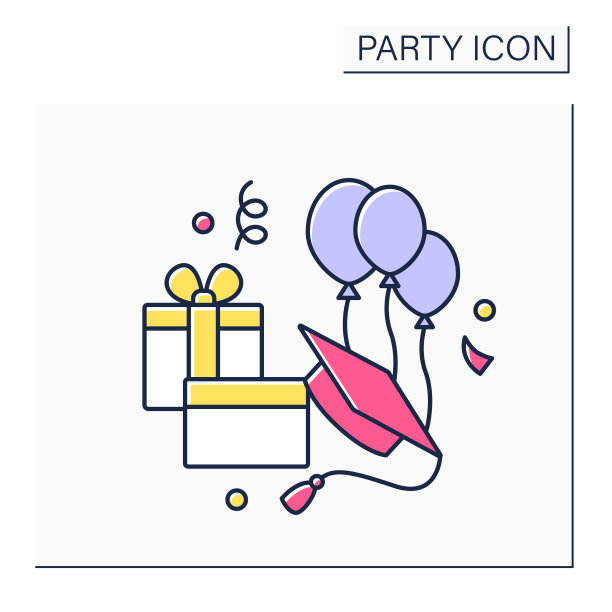 毕业派对彩色图标图片下载