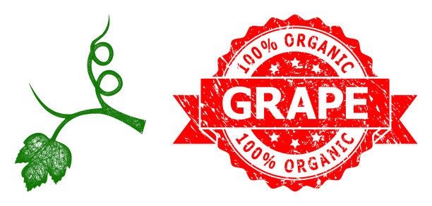 遇险100%有机葡萄印章和图片下载